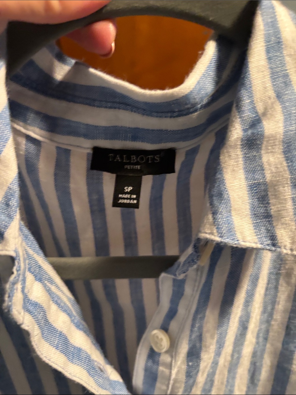 Talbots Blue & White Vertical Stripe Button-Down Shirt